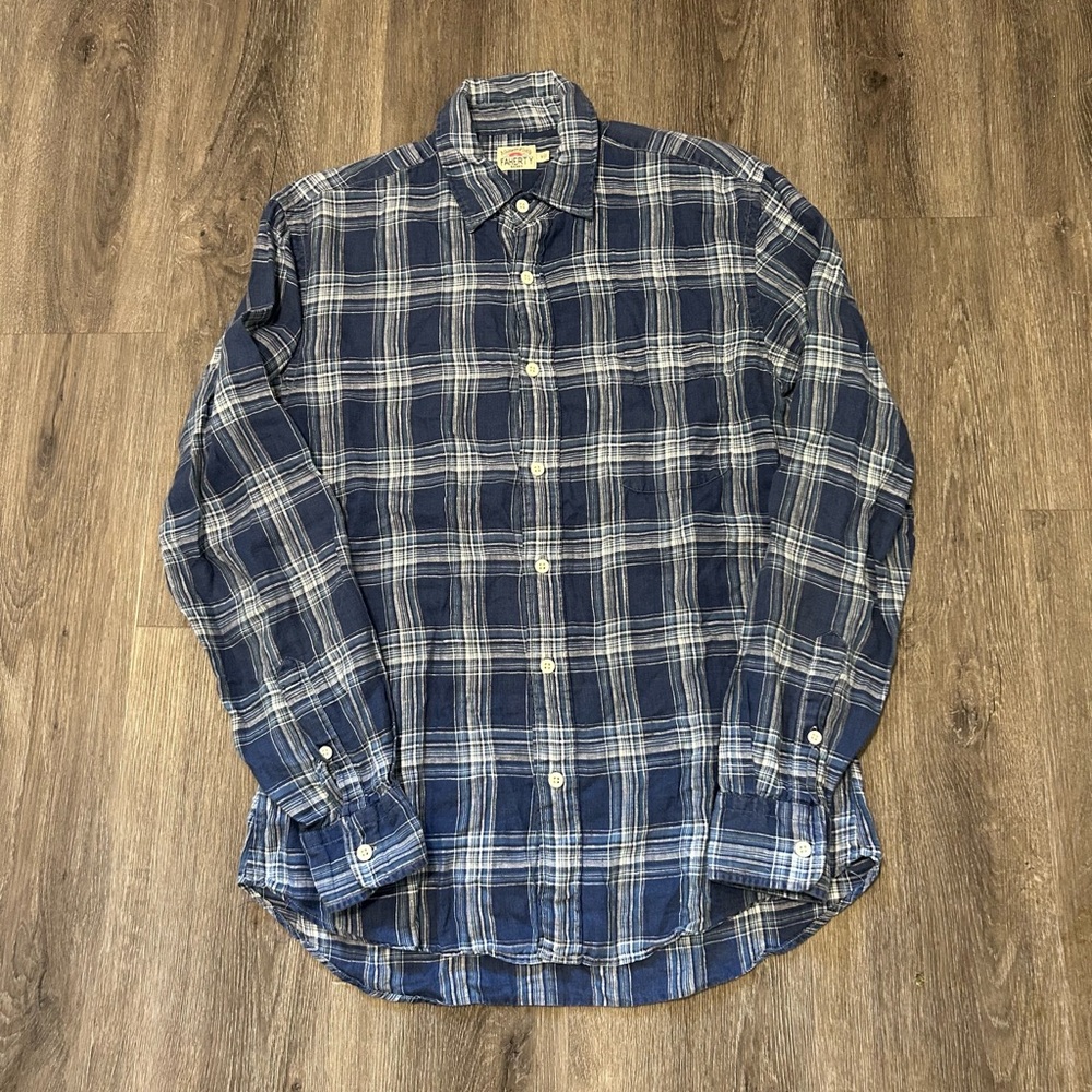 Faherty Blue Plaid Flannel Button Down Shirt Size… - image 1